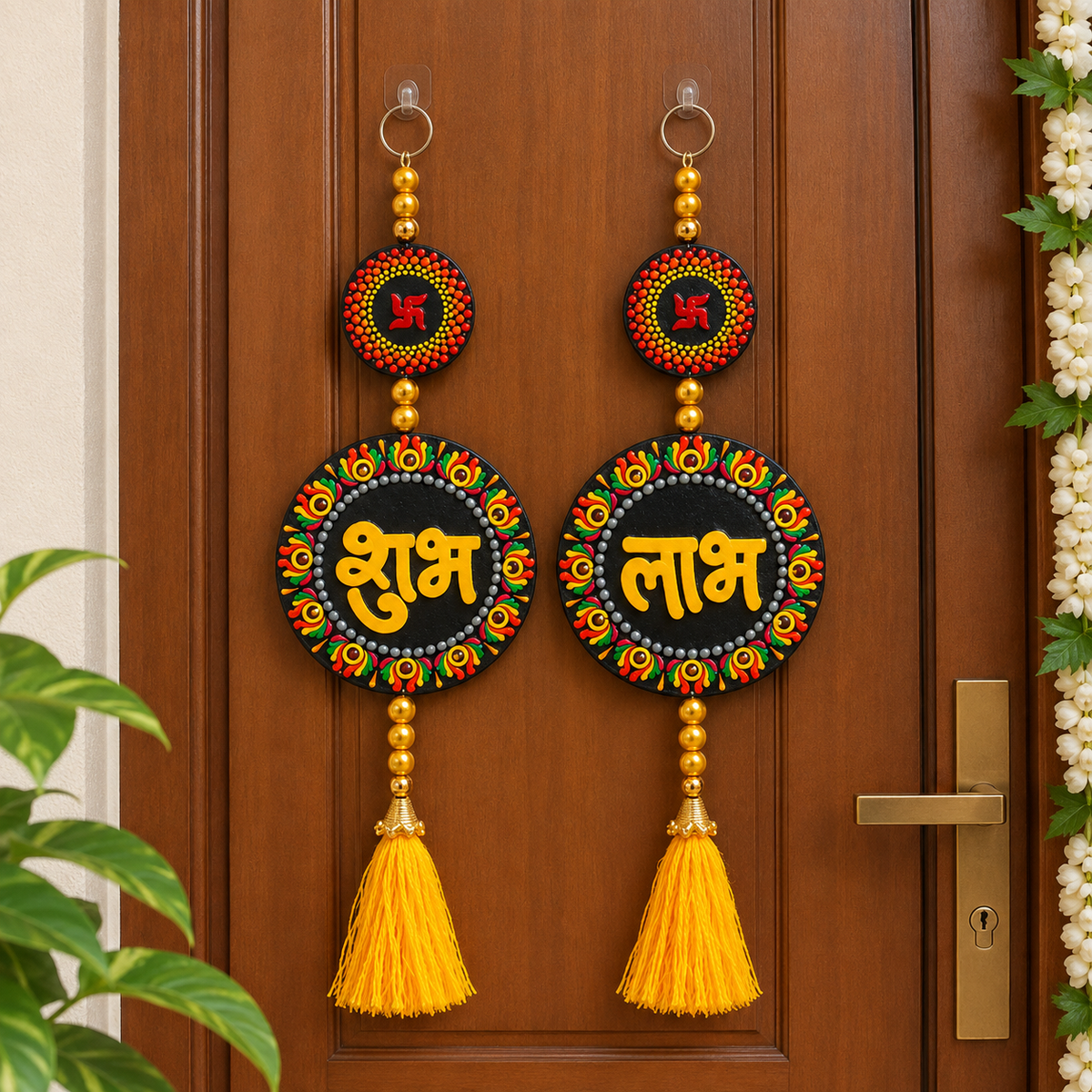 Handcrafted Shubh Labh 2-Circle Door Hanging