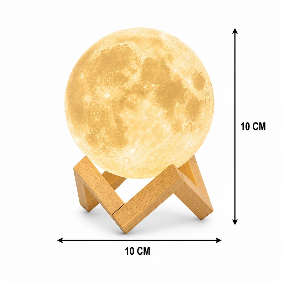 3D Moon Lamp with Wooden Stand, Warm LED Night Light for Room Decor